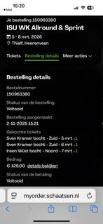 Drie kaarten WK Schaatsen Heerenveen (5-6-7 maart), Tickets en Kaartjes, Drie personen of meer, Maart