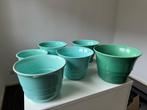 Adco bloempot vintage pot lichtblauw en turquoise - 6 stuks, Ophalen