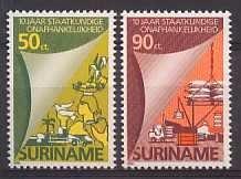 Suriname 486/7 postfris Onafhankelijkheid 1985, Postzegels en Munten, Postzegels | Suriname, Postfris, Verzenden