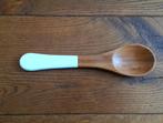 Bamboe houten lepel met wit - landelijke stijl - opscheplepe, Huis en Inrichting, Ophalen of Verzenden, Zo goed als nieuw