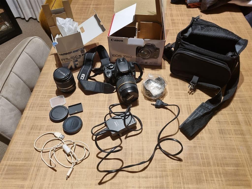 Canon EOS 350D + Tamron lens + cameratas & toebehoren, Gebruikt, Spiegelreflex, Canon, Ophalen of Verzenden