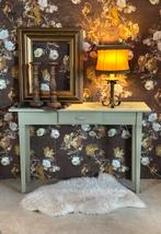Brocante sidetable - groen - basic - smal, Ophalen, 100 tot 150 cm, Zo goed als nieuw, 25 tot 50 cm
