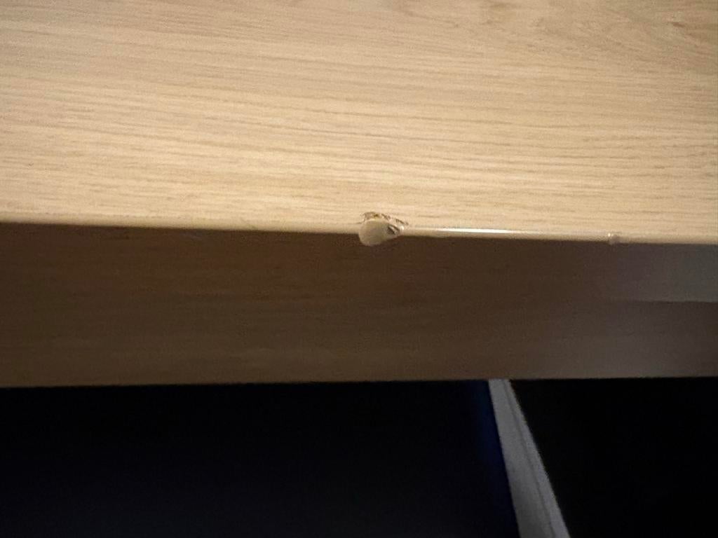 Houten eettafel met 5 zwarte stoelen, Ophalen, Gebruikt, 100 tot 150 cm, Eikenhout