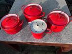 Vintage rood emaille pannen, Ophalen