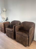 Set 2 Durlet Tubing fauteuils stof bruin vintage design, Minder dan 75 cm, Stof, Ophalen of Verzenden, Zo goed als nieuw