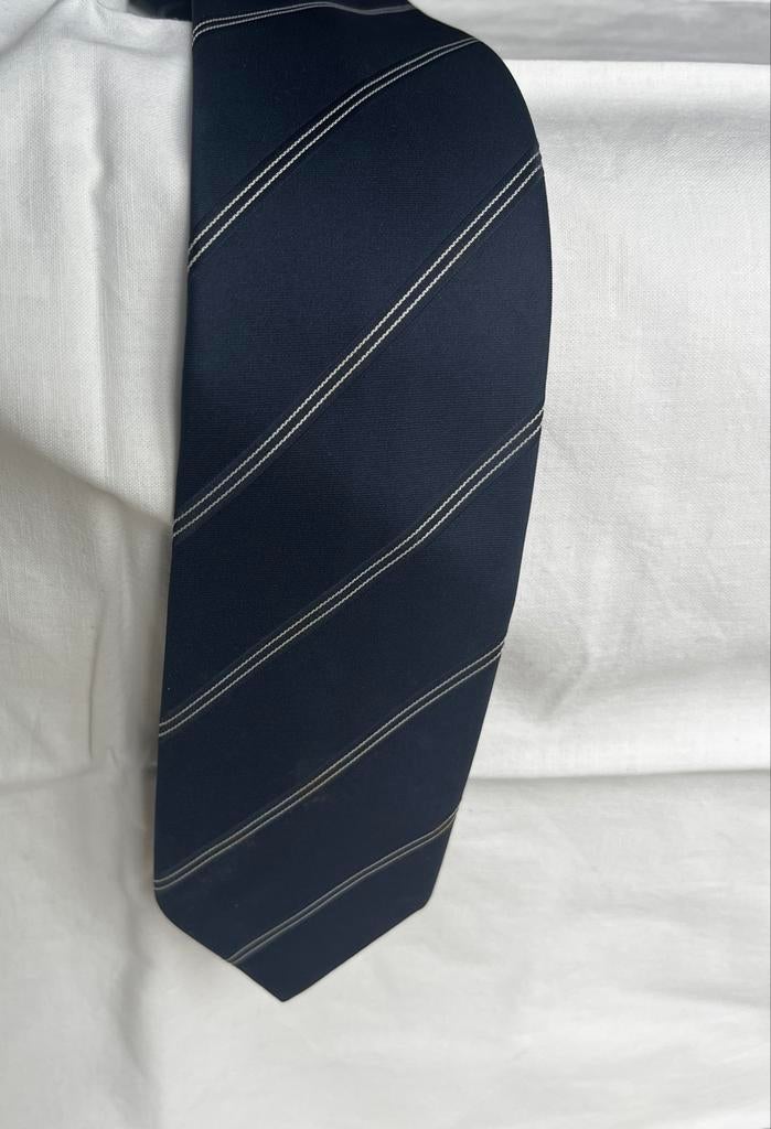 Stijlvolle vintage gestreepte stropdas, Kleding | Heren, Stropdassen, Ophalen of Verzenden, Zo goed als nieuw, Blauw, Met patroon