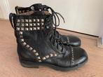 Stoere dames leren boots met studs merk Progetto maat 41, Zwart, Lage of Enkellaarzen, Nieuw, Ophalen of Verzenden