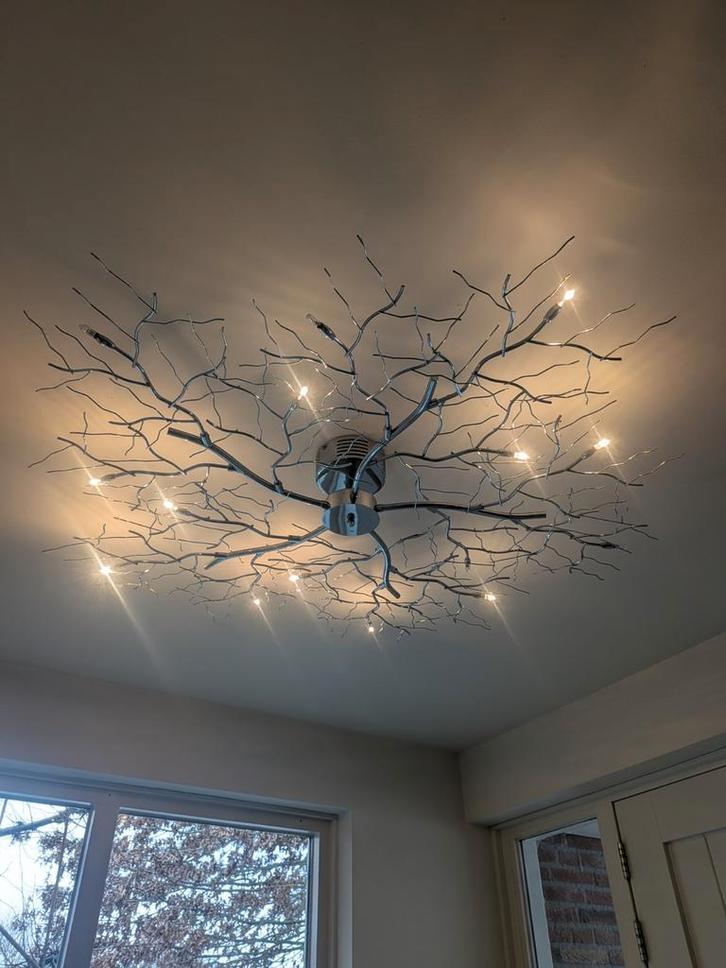 Design plafondlamp met takken, Huis en Inrichting, Lampen | Plafondlampen, Zo goed als nieuw, Metaal, Ophalen