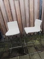 2 witte barkrukken met metalen poten, Tuin en Terras, Ophalen, Zo goed als nieuw, Metaal