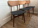 60e jaren Deense eetkamerstoelen, teak(3x), Huis en Inrichting, Ophalen, Gebruikt, Drie, Zwart