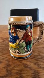 Vintage Keramische Bierpul met 3D-Relief, Ophalen of Verzenden