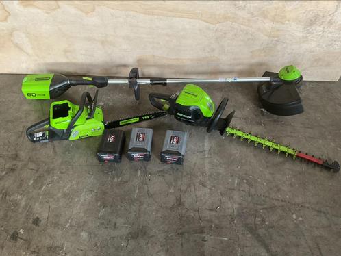 Set greenworks tuingereedschap + 3 accu’s, Tuin en Terras, Hand-tuingereedschap, Zo goed als nieuw, Ophalen