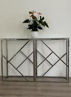 Zilverkleurige glazen wandtafel/dressoir, 25 tot 50 cm, 50 tot 100 cm, Ophalen of Verzenden, Glas