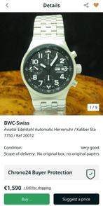 PREMIUM COLLECTOR BWC SWISS AVIATOR  automatic watch,ETA7750, Overige merken, Staal, Gebruikt, Ophalen of Verzenden
