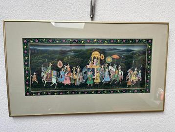 Indiase Indian Mughal scene painting schilderij trouwstoet  beschikbaar voor biedingen