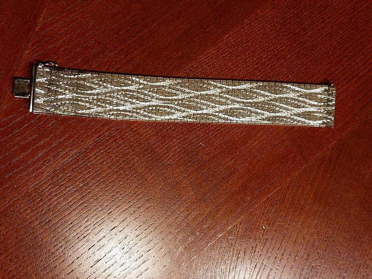 Vintage Zilverkleurige Schakelarmband 19cm, Sieraden, Tassen en Uiterlijk, Armbanden, Zo goed als nieuw, Staal, Zilver, Ophalen of Verzenden