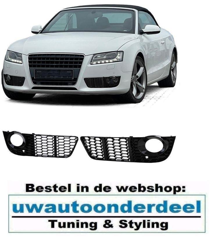 Honingraat Grill Afdekkap Mistlampen Zwart Voor Audi A5 8T, Auto diversen, Tuning en Styling, Ophalen of Verzenden