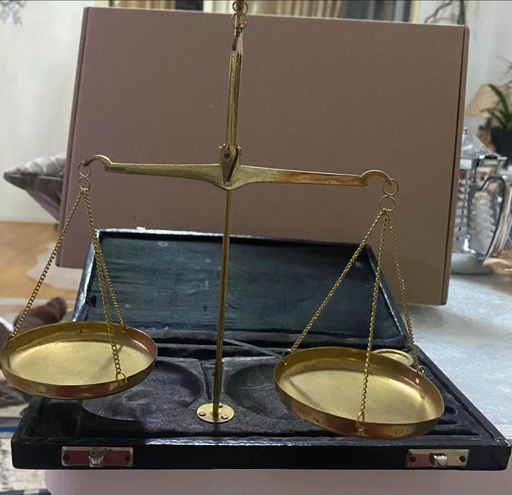 Antieke Balans Weegschaal met Gewichten, Antiek en Kunst, Antiek | Gereedschap en Instrumenten, Ophalen of Verzenden