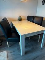 Tafel met 4 stoelen, Huis en Inrichting, Tafels | Eettafels, Ophalen, Zo goed als nieuw, Modern, Rechthoekig