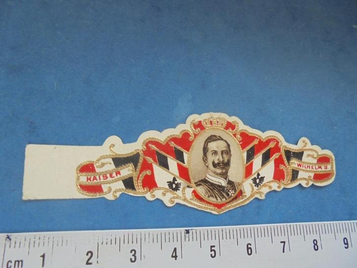 Oude sigarenband portret KAISER Wilhelm II (o), Verzamelen, Rookartikelen, Aanstekers en Luciferdoosjes, Zo goed als nieuw, Sigarenbandjes