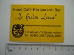 sticker DE GOUDEN LEEUW hotel vintage geldermalsen retro, Verzamelen, Stickers, Verzenden