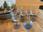5 glazen op blauwe voet met karaf, Ophalen, Zo goed als nieuw, Overige typen