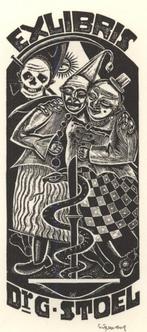 0385 Ex Libris Nederland : Cor de Wolff, 1944, Antiek en Kunst, Kunst | Etsen en Gravures, Verzenden