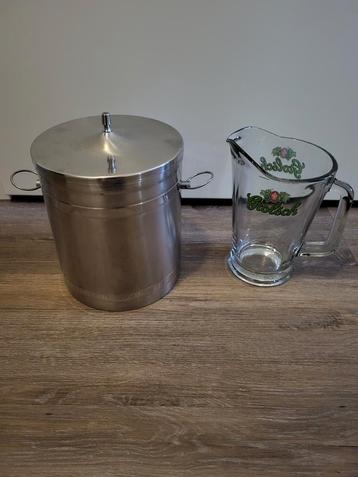 Super mooie grote Zware ijs Emmer en grote Grolsch kan  beschikbaar voor biedingen