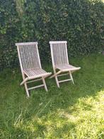 2 teakhouten tuinstoelen, Ophalen, Gebruikt, Teakhout, Inklapbaar