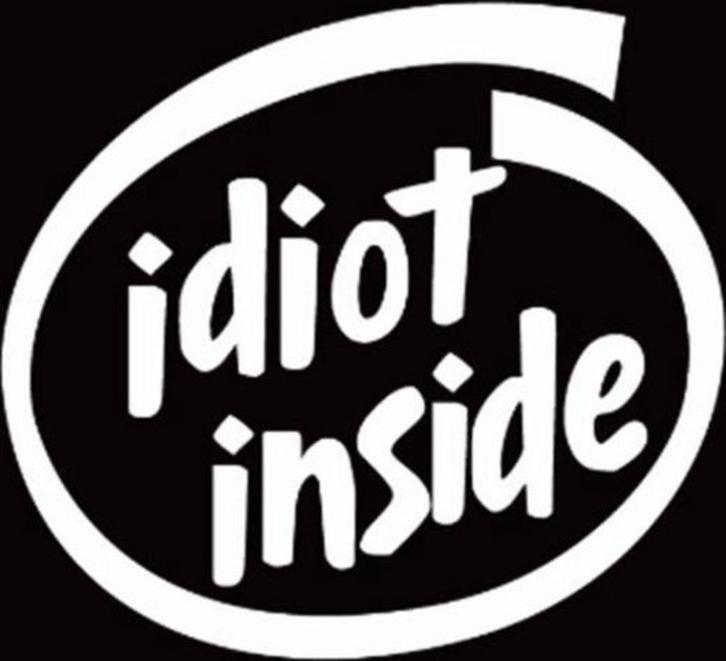 Autosticker "Idiot inside" Wit, Auto diversen, Autostickers, Ophalen of Verzenden