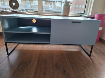 Blauw tv meubel met metalen voet