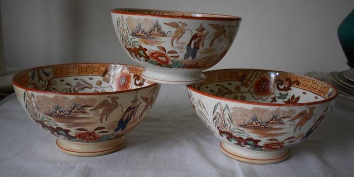 3 x antieke kom P.Regout & Co SLAMAT, Antiek en Kunst, Antiek | Servies los, Ophalen of Verzenden