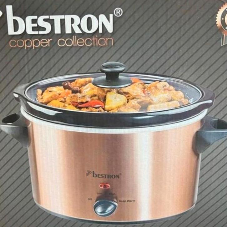 Bestron Slowcooker - Koper Collectie 3 1/2 ltr., Witgoed en Apparatuur, Slowcookers, Nieuw, Timer, Vaatwasmachinebestendig, Ophalen of Verzenden