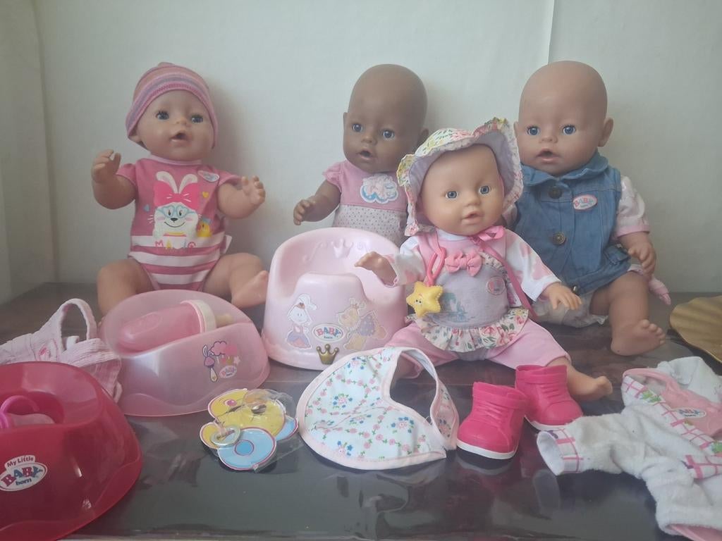 Babyborn poppen 4  3 groote 1 kleine met toebehoren, Ophalen of Verzenden, Pop