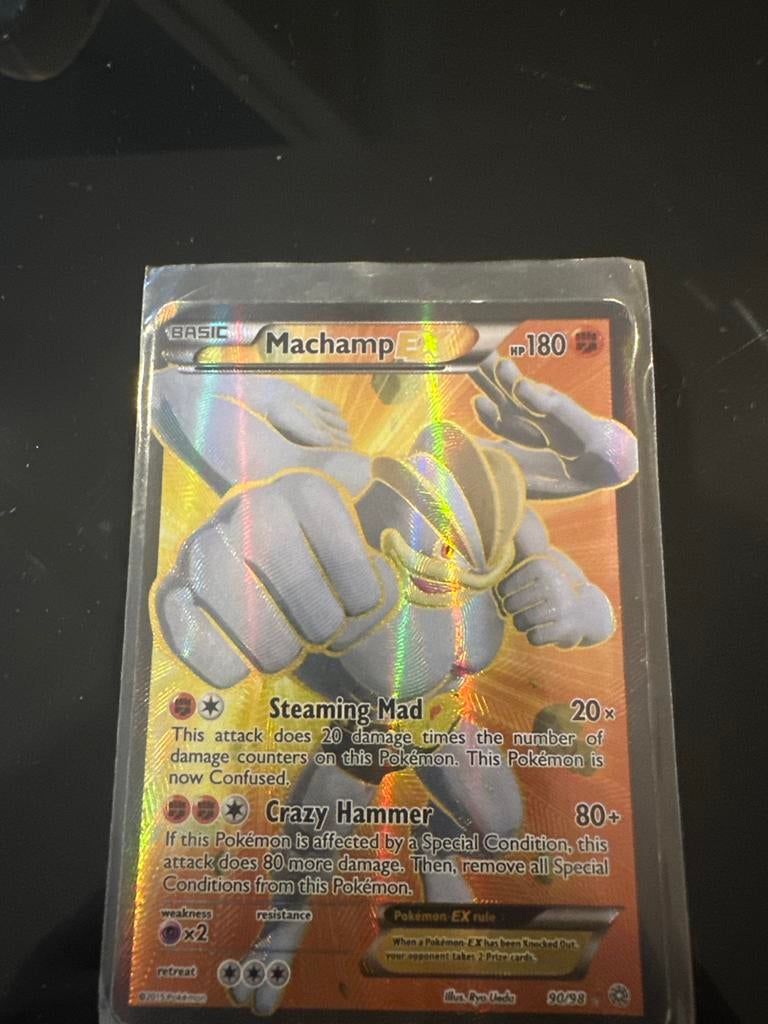 Machamp ex 90/98 Pokémon kaart, Ophalen of Verzenden, Gebruikt, Losse kaart, Foil