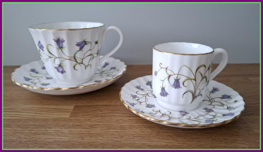 2x KOP&SCHOTELS "Campanula/Canterbury" Spode Porselein, Nieuw, Ophalen of Verzenden, Overige stijlen, Kop(pen) en/of Schotel(s)