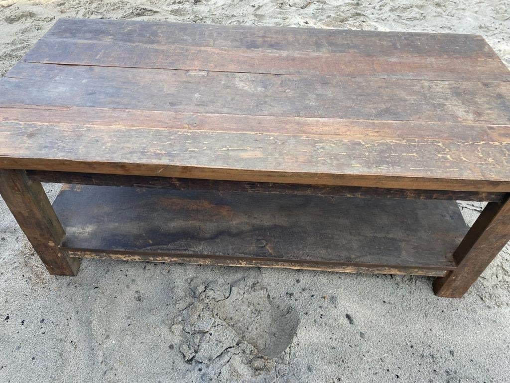 Salontafel met onderblad "Driftwood" 140x60 cm, Ophalen, Gebruikt, 100 tot 150 cm, 50 tot 100 cm