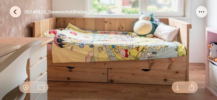 Steigerhouten elektrisch verstelbaar bed, Huis en Inrichting, Slaapkamer | Bedden, Gebruikt, Eenpersoons, 90 cm, 200 cm, Steigerhout