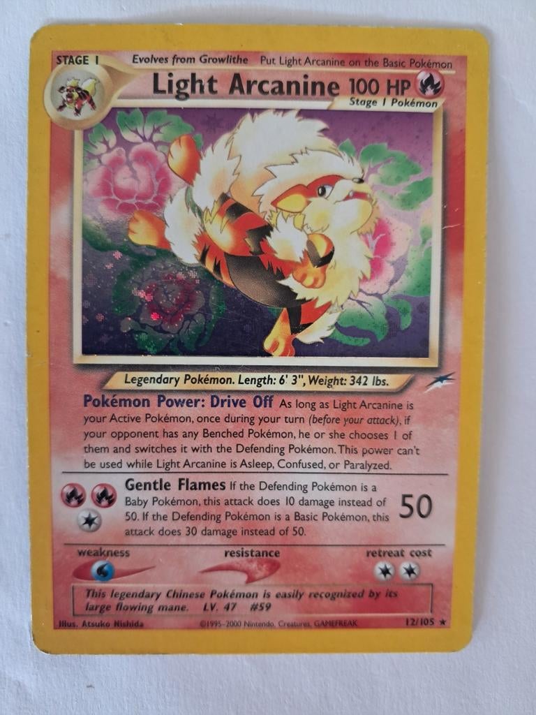 Light Arcanine 12/105 Neo Destiny, Ophalen of Verzenden, Zo goed als nieuw, Losse kaart, Foil