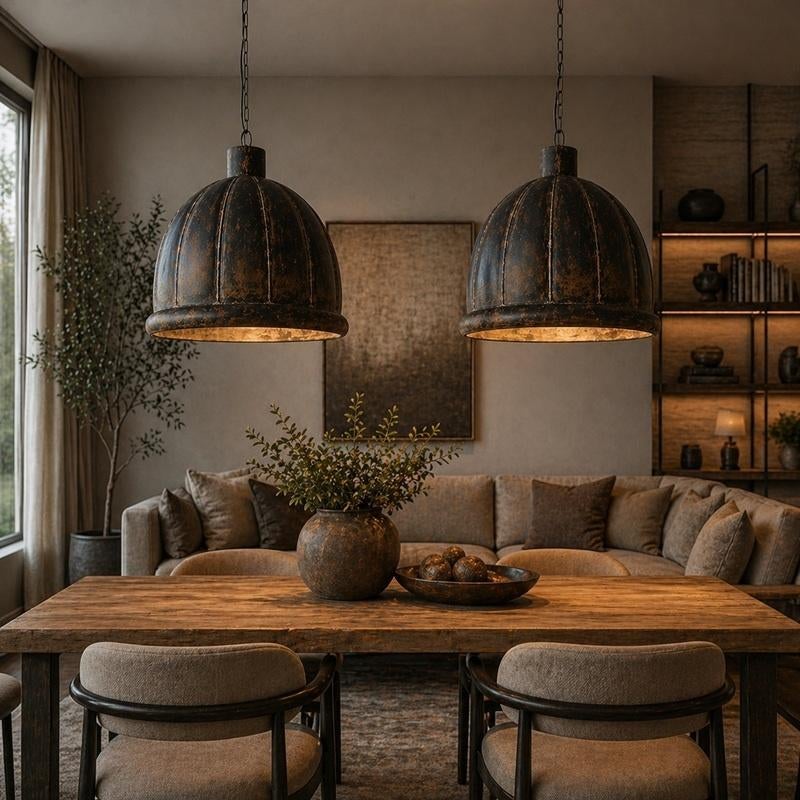 Hanglamp Industrieel van Staal en IJzer met Fitting Vintage, Info@dehanzeherten.nl, De Hanze Herten BV, 50 tot 75 cm, Industrieel, Vintage, Antiek