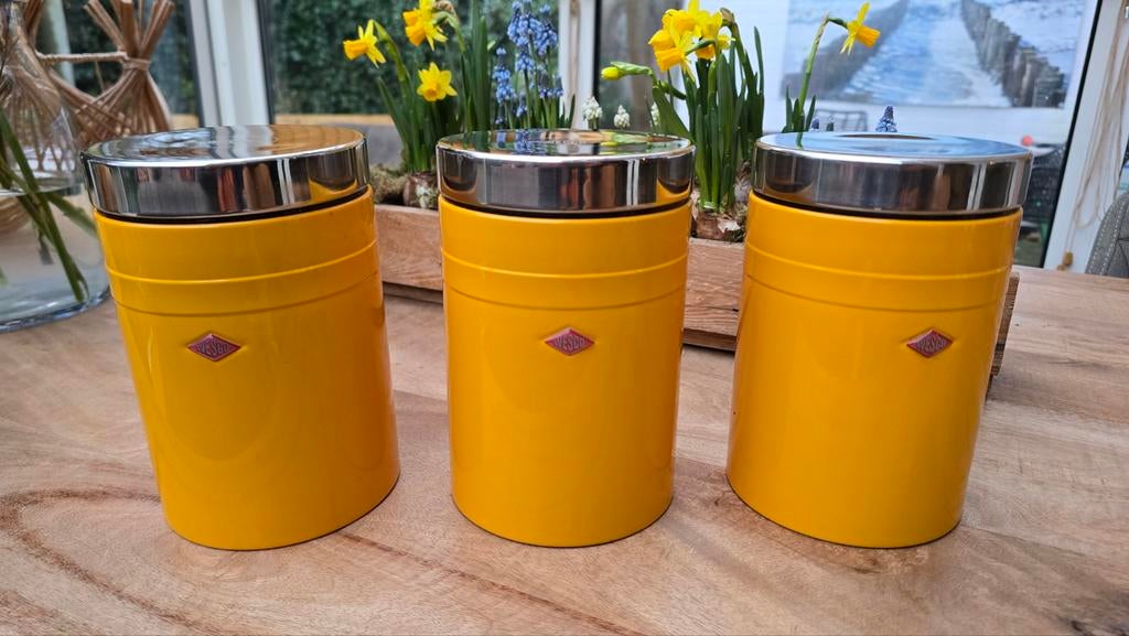 Set van 3 oranje Wesco voorraadpotten, Ophalen of Verzenden