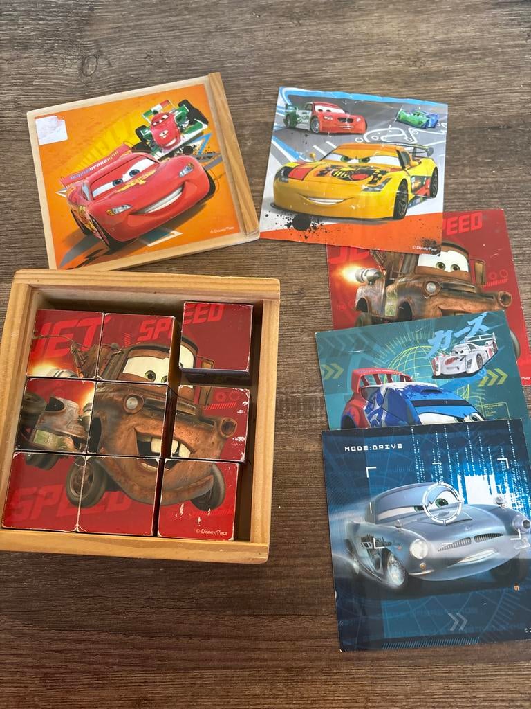 Houten blokken puzzel cars, Ophalen of Verzenden, Zo goed als nieuw
