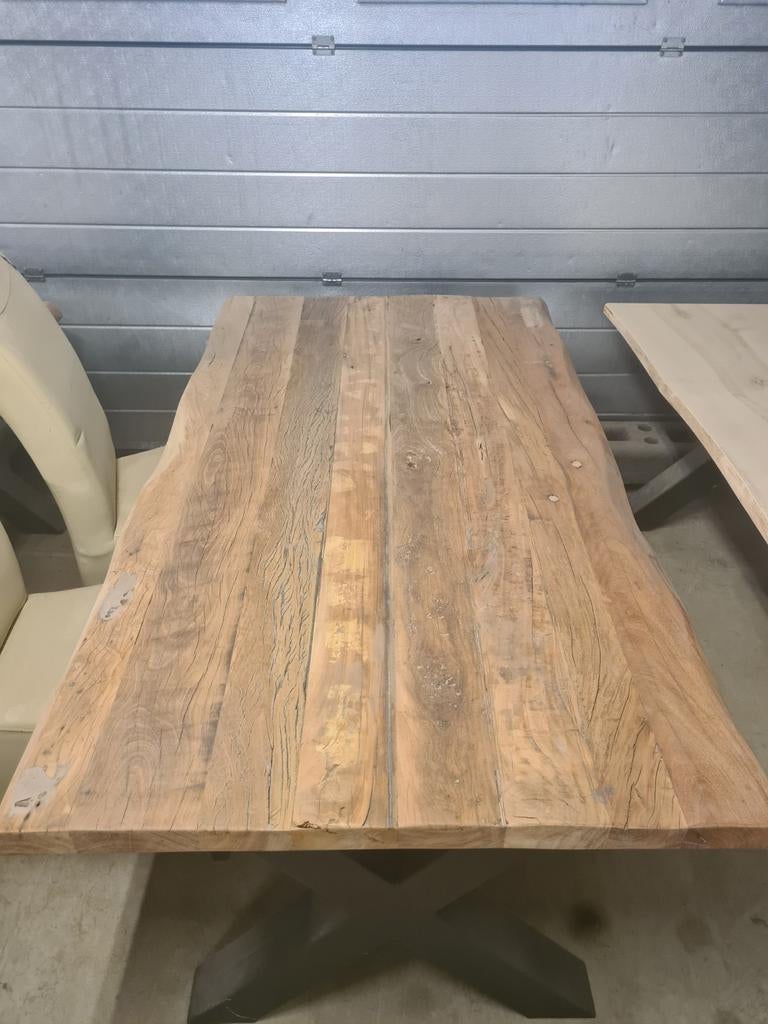 Boomstam tafel, massief blad, Nieuw, 50 tot 100 cm, 150 tot 200 cm, Rechthoekig