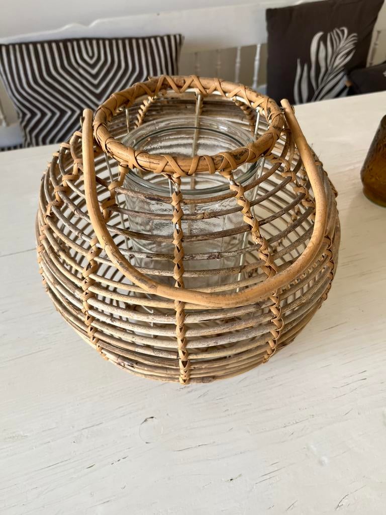 Rotan Windlicht, Huis en Inrichting, Ophalen, Overige kleuren, Minder dan 50 cm, Glas