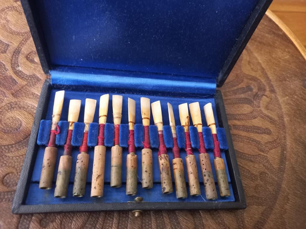 Prachtig etui met 12 rieten voor Hobo, Muziek en Instrumenten, Blaasinstrumenten | Hobo's, Ophalen of Verzenden