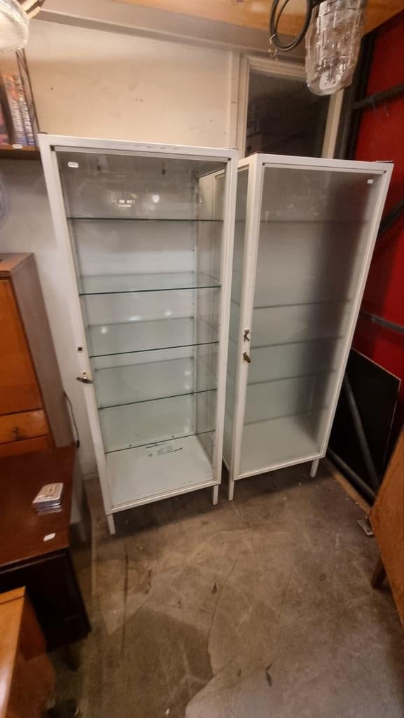 Vintage Vitrines metalen frame industrieel, Gebruikt, ,, Ophalen of Verzenden, ,