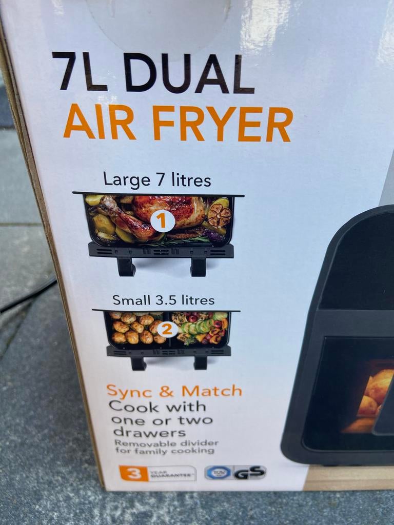 Petra XL Dual Airfryer 7L, Witgoed en Apparatuur, Airfryers, Zo goed als nieuw, Airfryer XL, 1500 gram of meer, Ophalen of Verzenden