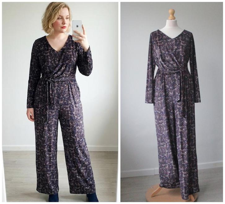 Wow to go - nieuwstaat jumpsuit / blauw fluweel / maat XL, Kleding | Dames, Jumpsuits, Zo goed als nieuw, Maat 46/48 (XL) of groter