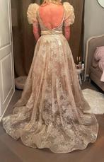 Trouwjurk feestjurk overrok gouden glitter erg mooi, Ophalen of Verzenden, Zo goed als nieuw, Beige, Trouwjurk