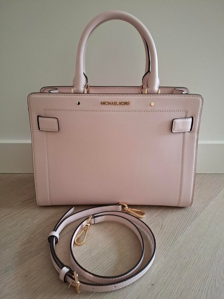 Michael Kors Rayne medium handtas roze leer, Sieraden, Tassen en Uiterlijk, Tassen | Damestassen, Ophalen, Zo goed als nieuw, Roze